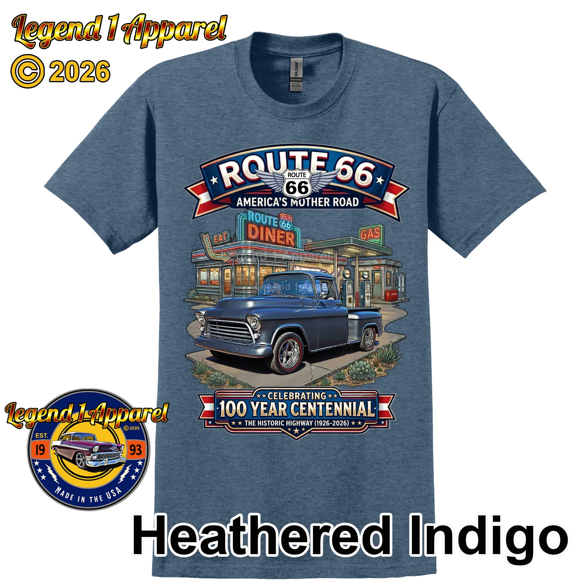 1955 Chevrolet Pick up Classic Truck Graphic Tee – Route 66 Centennial T-Shirt