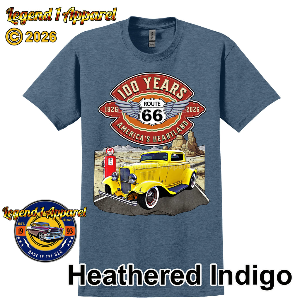 1932 Ford Coupe Classic Car Graphic Tee – Route 66 100 Years T-Shirt