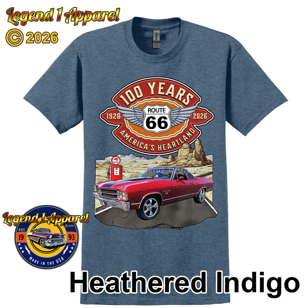 1971 Chevrolet El Camino Classic Truck Graphic Tee – Route 66 100 Years T-Shirt (Copy)