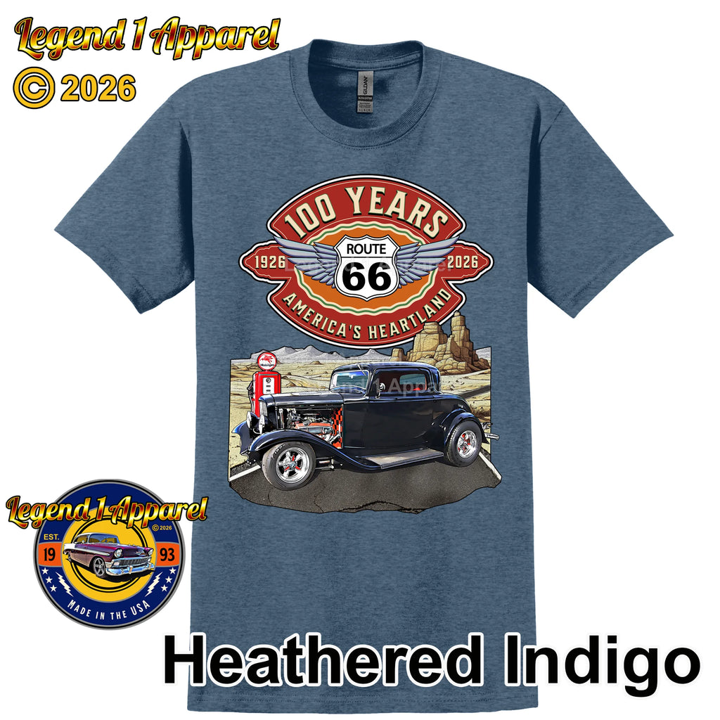 1932 Ford Coupe Classic Car Graphic Tee – Route 66 100 Years T-Shirt