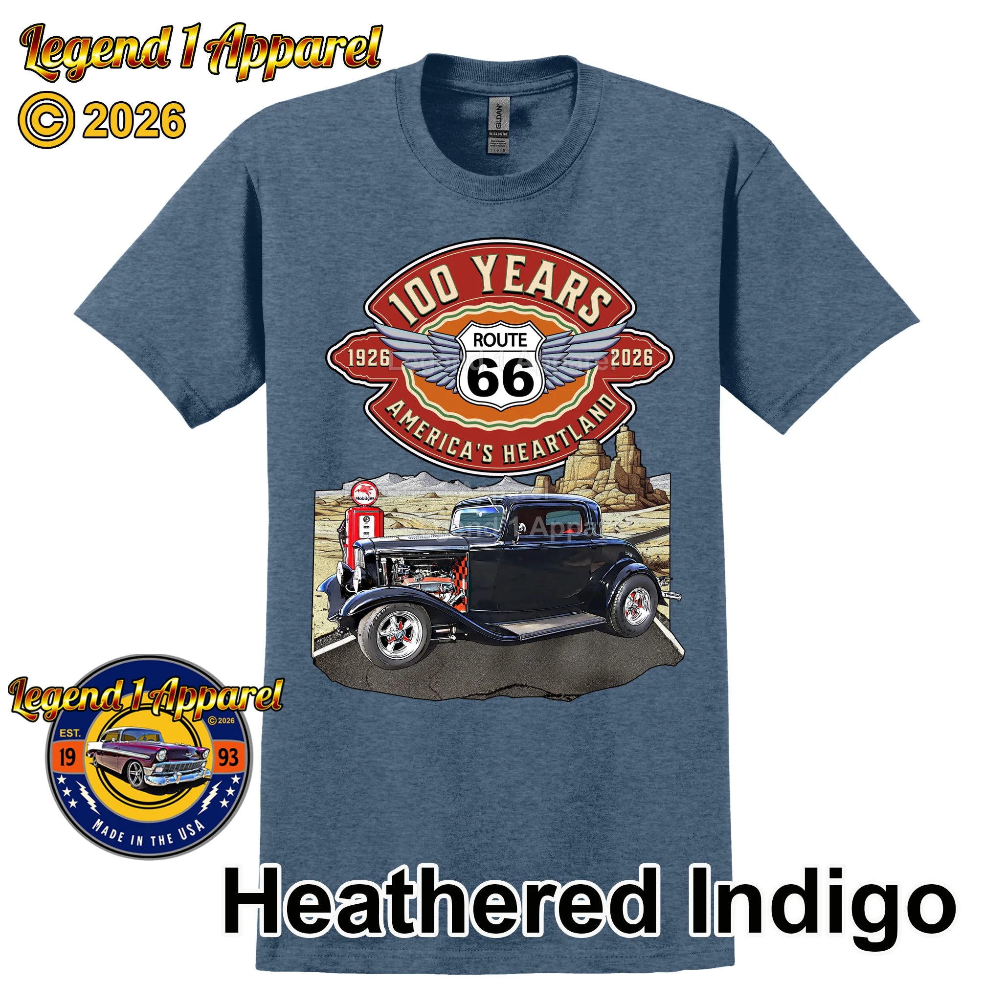 1932 Ford Coupe Classic Car Graphic Tee – Route 66 100 Years T-Shirt