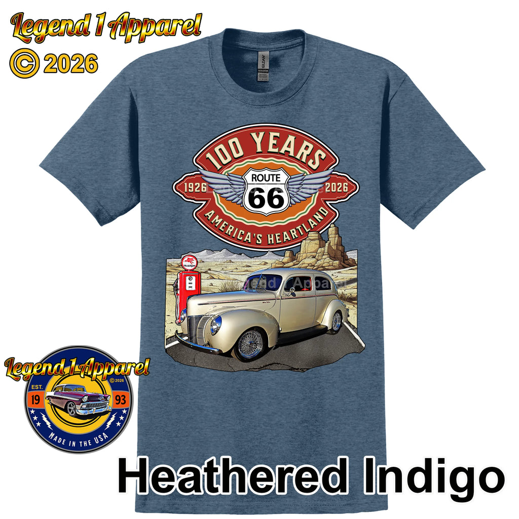 1940 Ford Coupe Classic Car Graphic Tee – Route 66 100 Years T-Shirt