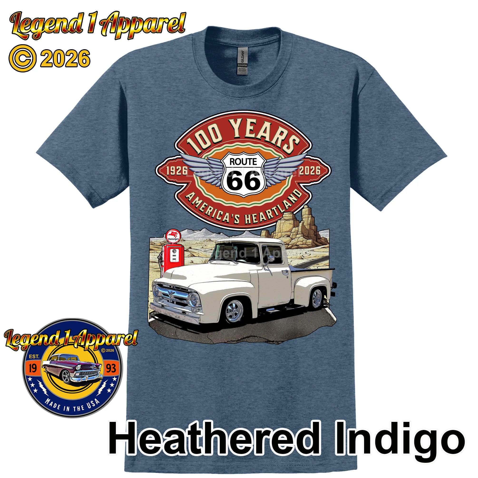 1956 Ford Pick Up Classic Truck Graphic Tee – Route 66 100 Years T-Shirt