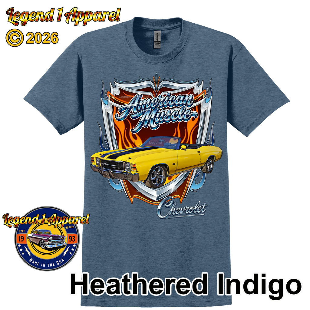 1971 Chevrolet Chevelle SS American Muscle T-Shirt – 71 Chevy Classic Car Graphic Tee