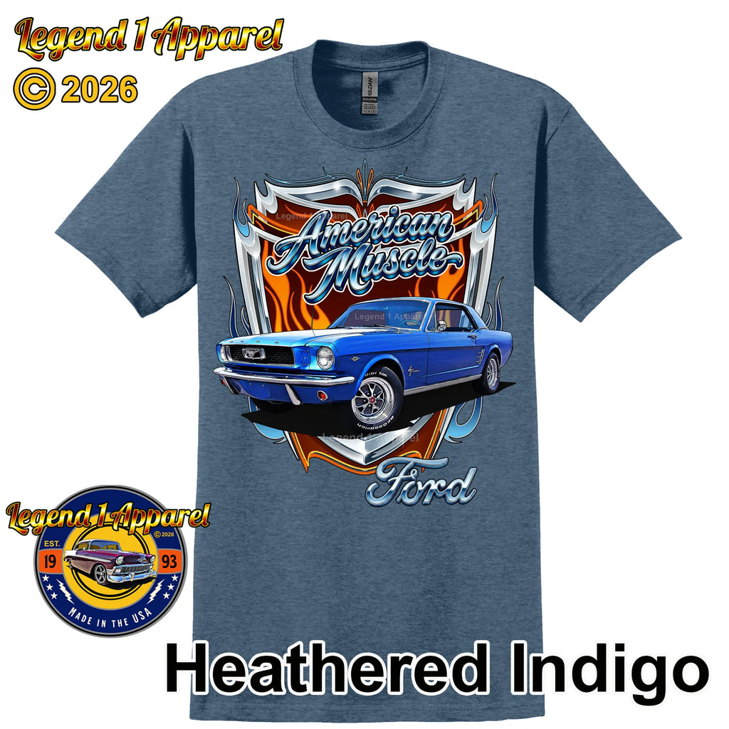 1966 Ford Mustang Hardtop Car Graphic Tee – American Muscle T-Shirt