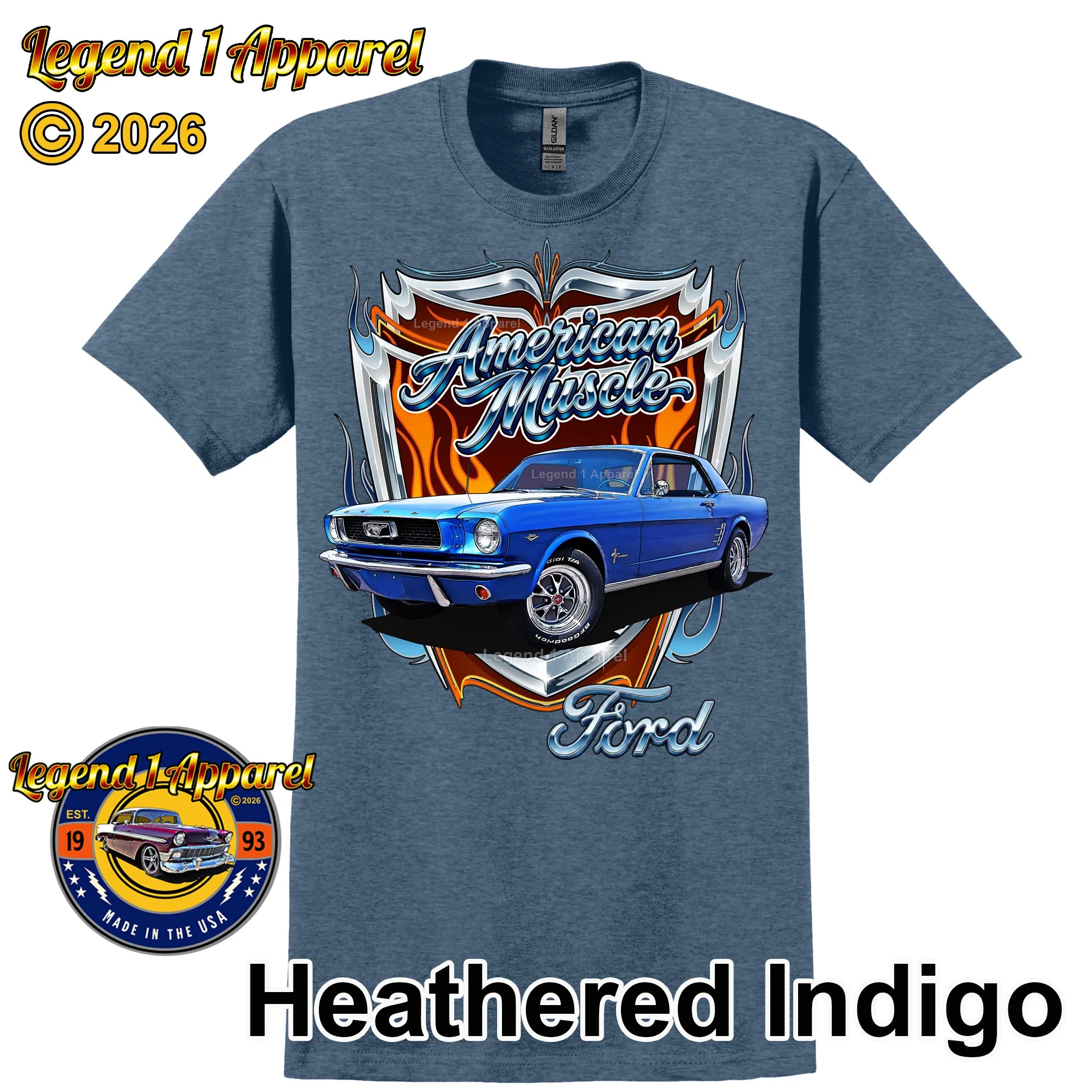 1966 Ford Mustang Hardtop Car Graphic Tee – American Muscle T-Shirt