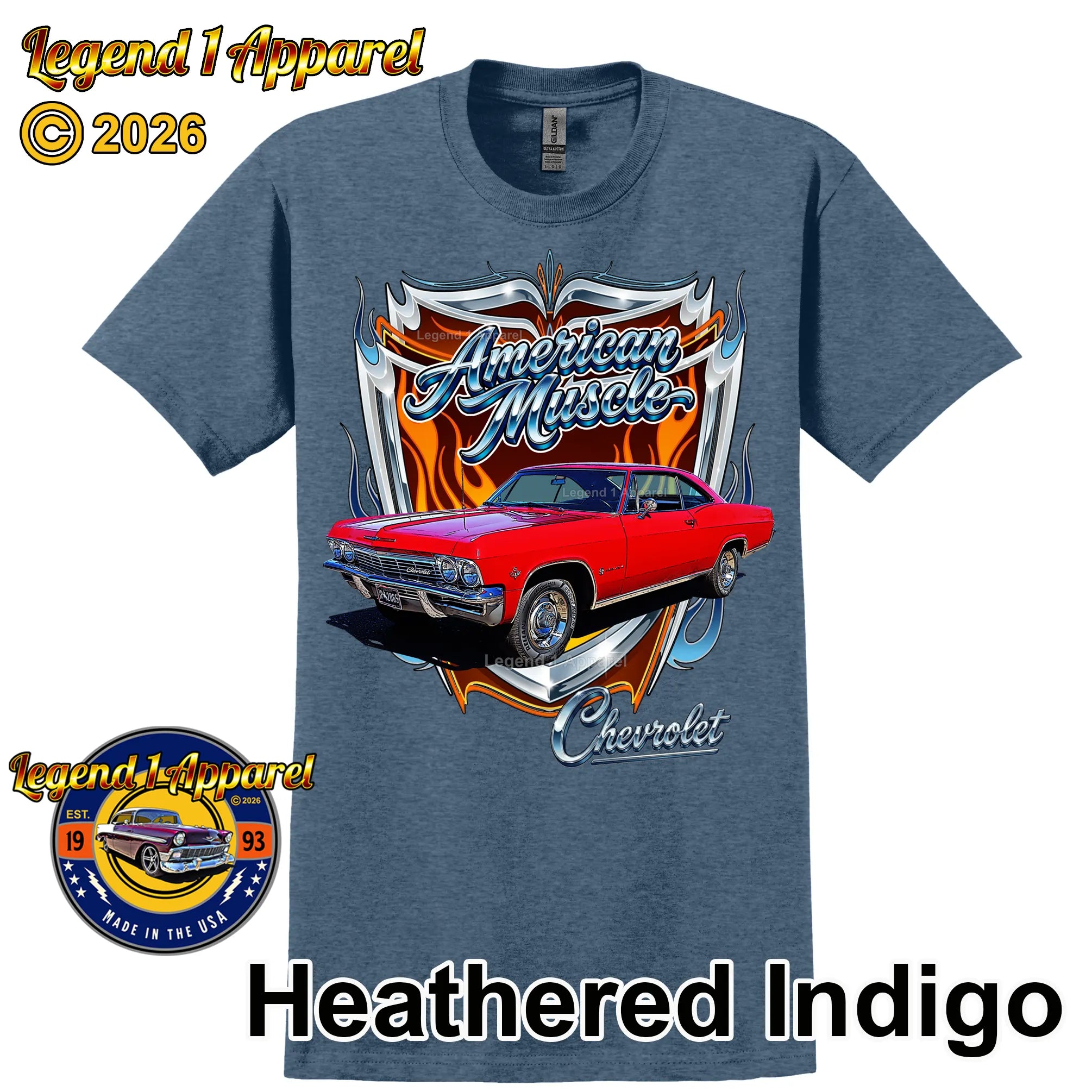 1965 Chevrolet Impala SS American Muscle T-Shirt – 65 Chevy Classic Car Graphic Tee