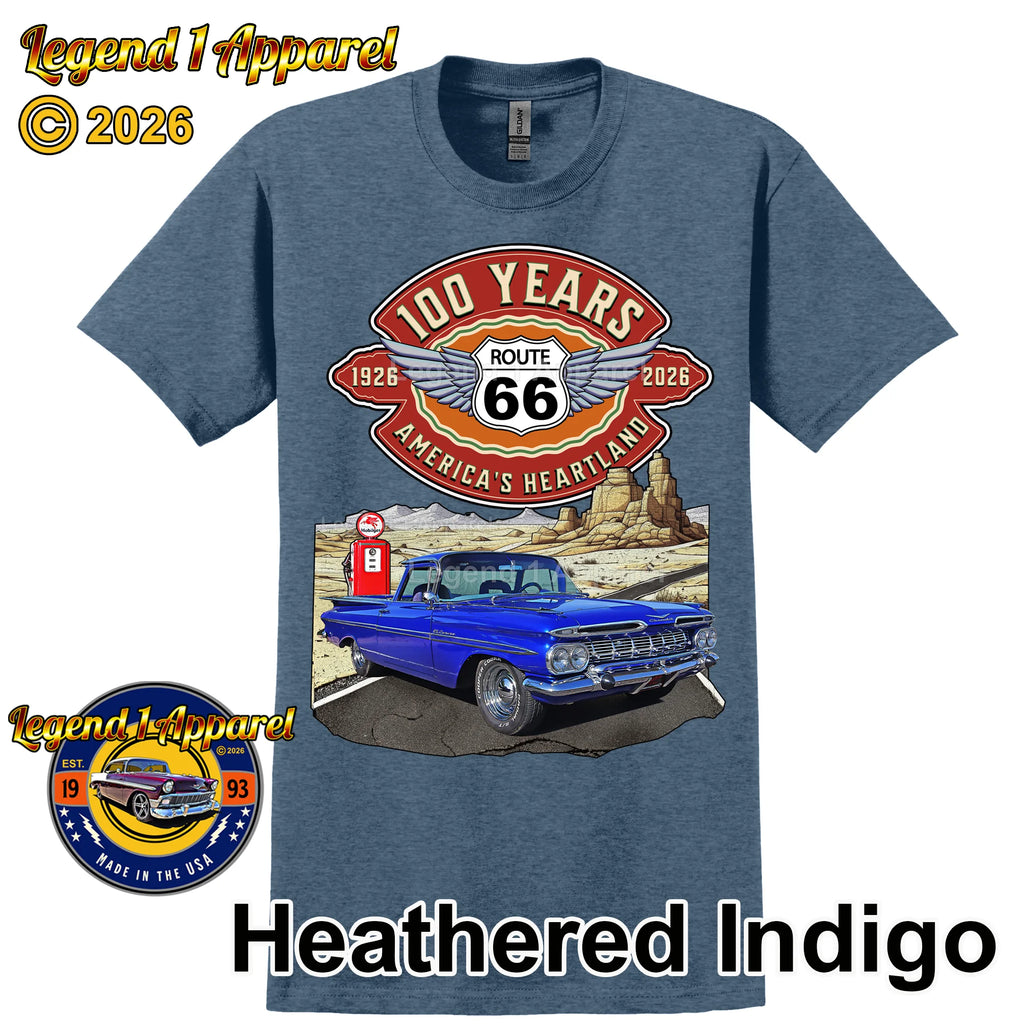 1959 Chevrolet El Camino Classic Truck Graphic Tee – Route 66 100 Years T-Shirt