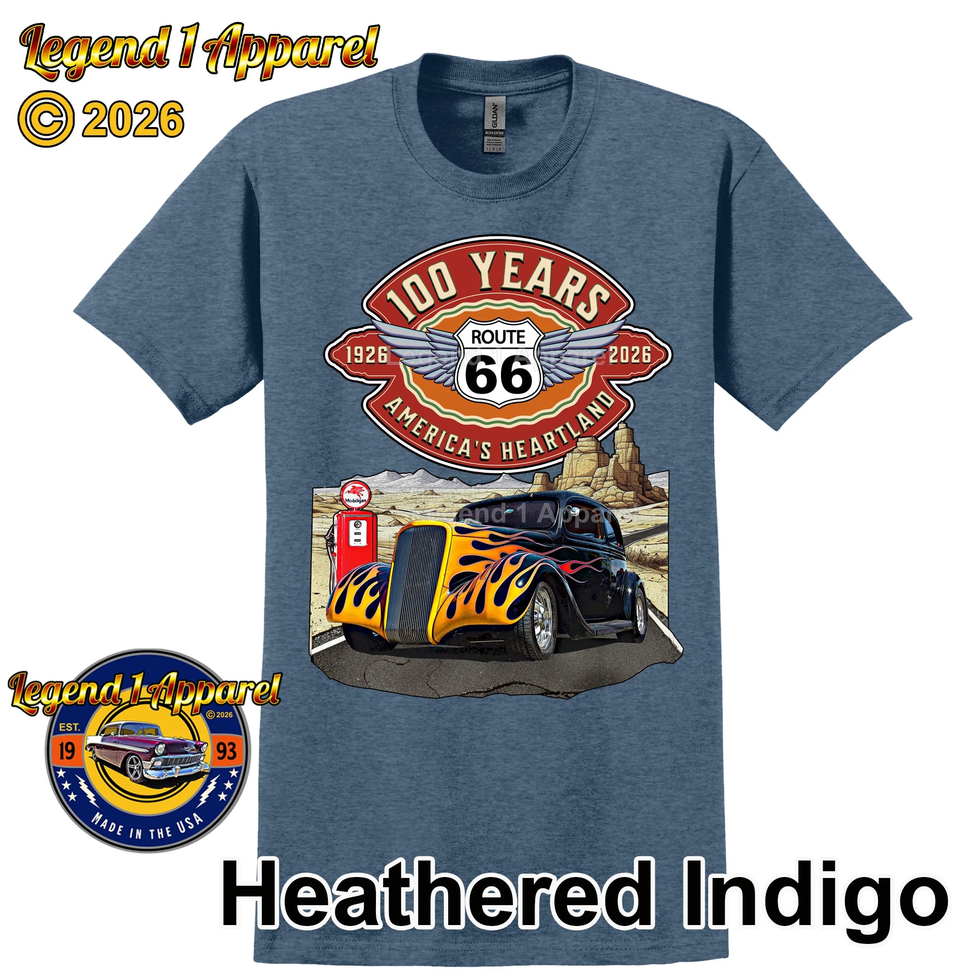 1937 Chevrolet Coupe Classic Car Graphic Tee – Route 66 100 Years T-Shirt