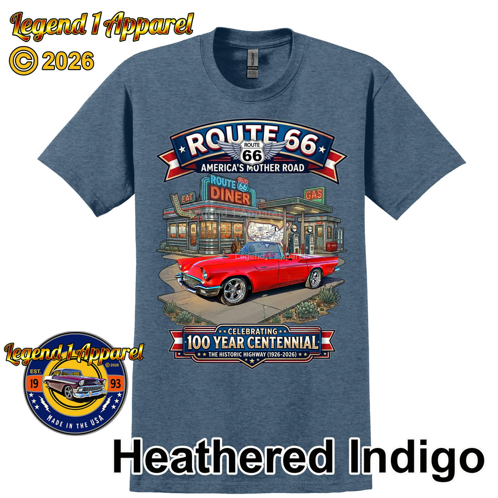 1957 Ford Thunderbird Classic Car Graphic Tee – Route 66 Centennial T-Shirt