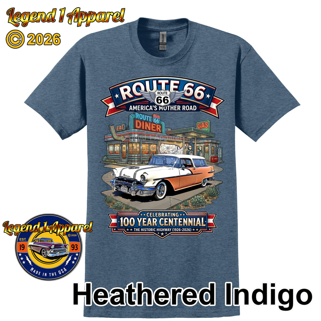 1956 Pontiac Safari Star Chief Station Wagon Classic Car Graphic Tee – Route 66 Centennial T-Shirt