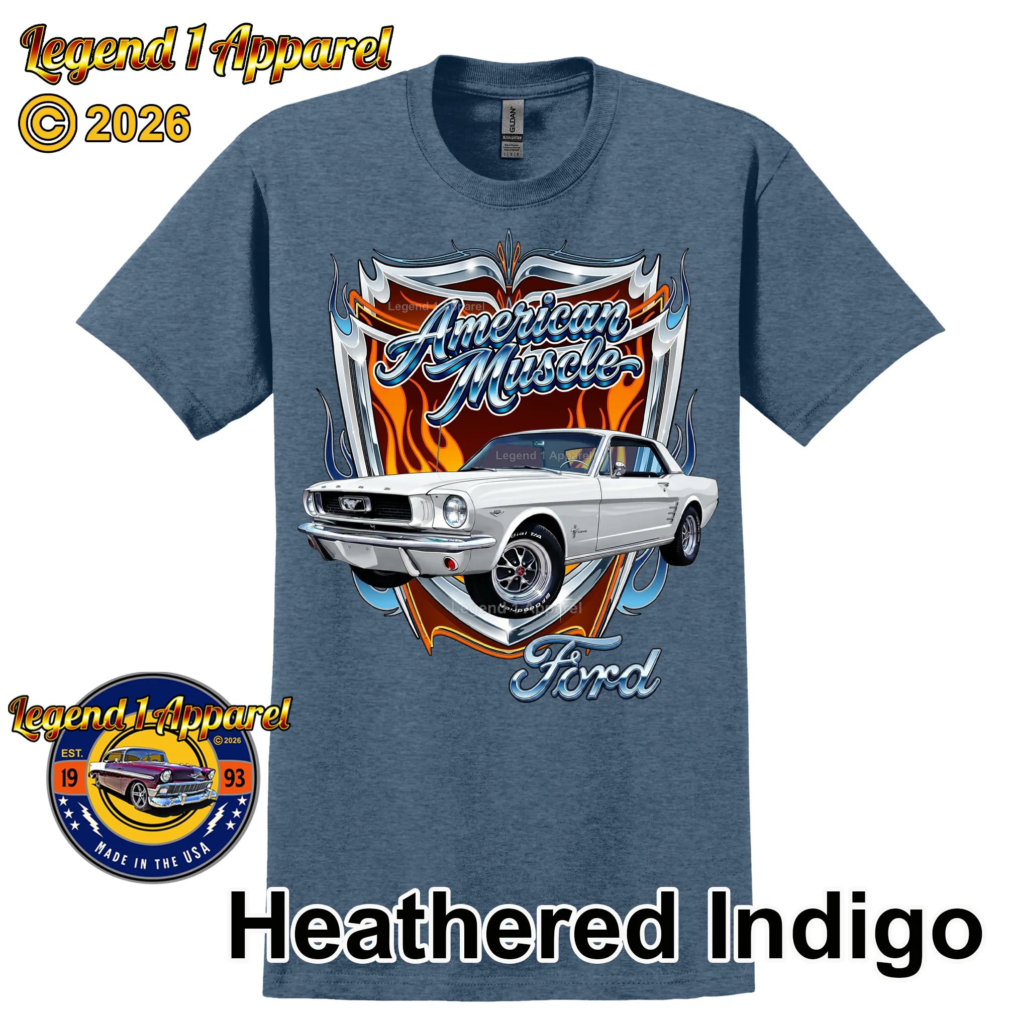 1966 Ford Mustang Hardtop Car Graphic Tee – American Muscle T-Shirt