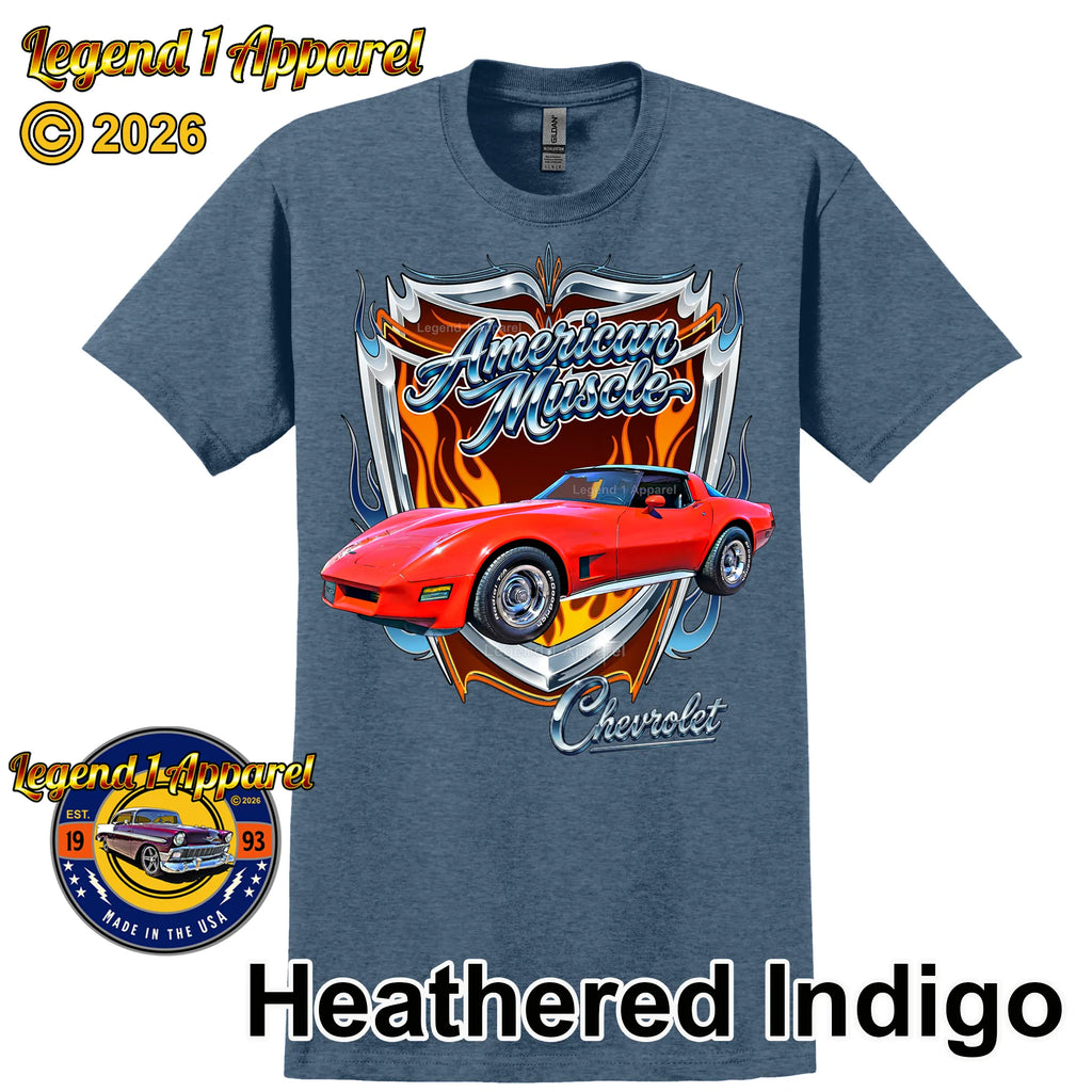 1980 Chevrolet Corvette C3 American Muscle T-Shirt – 80 Chevy Classic Car Graphic Tee