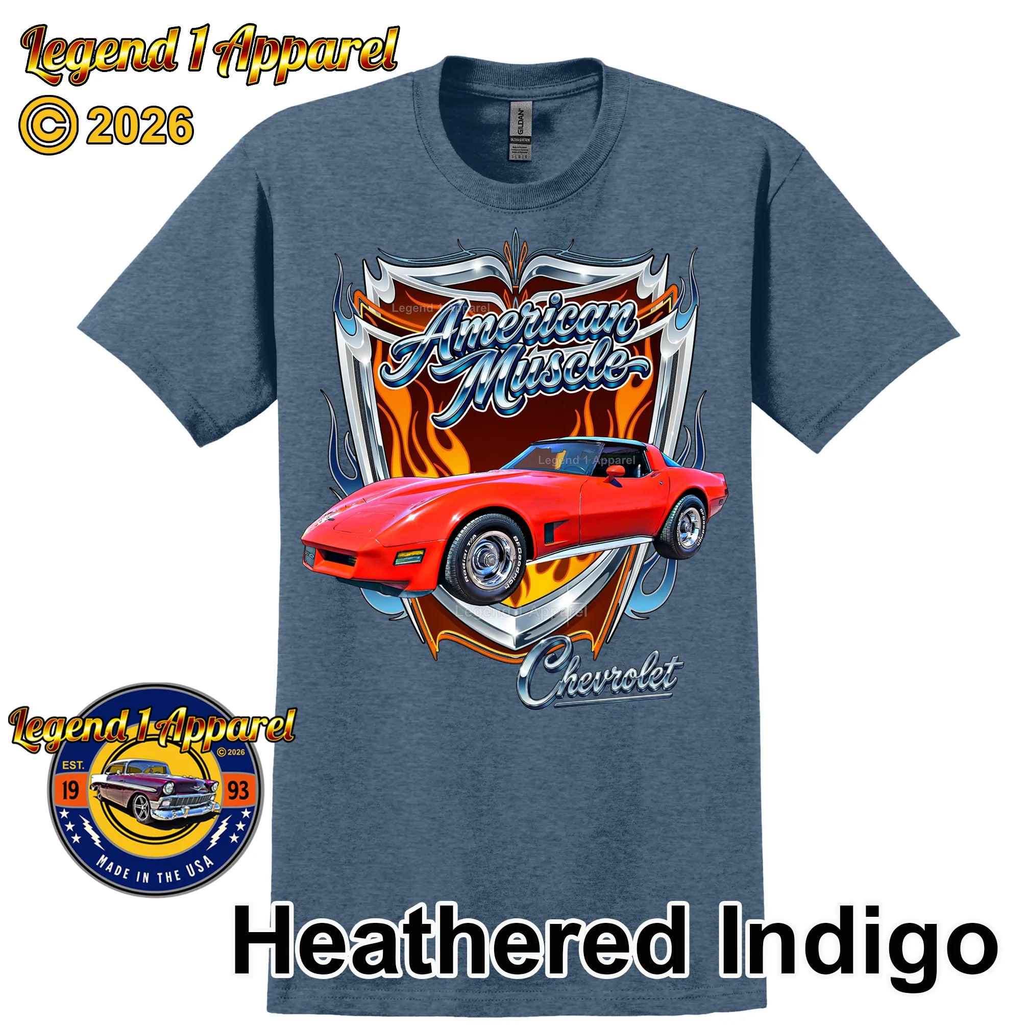1980 Chevrolet Corvette C3 American Muscle T-Shirt – 80 Chevy Classic Car Graphic Tee