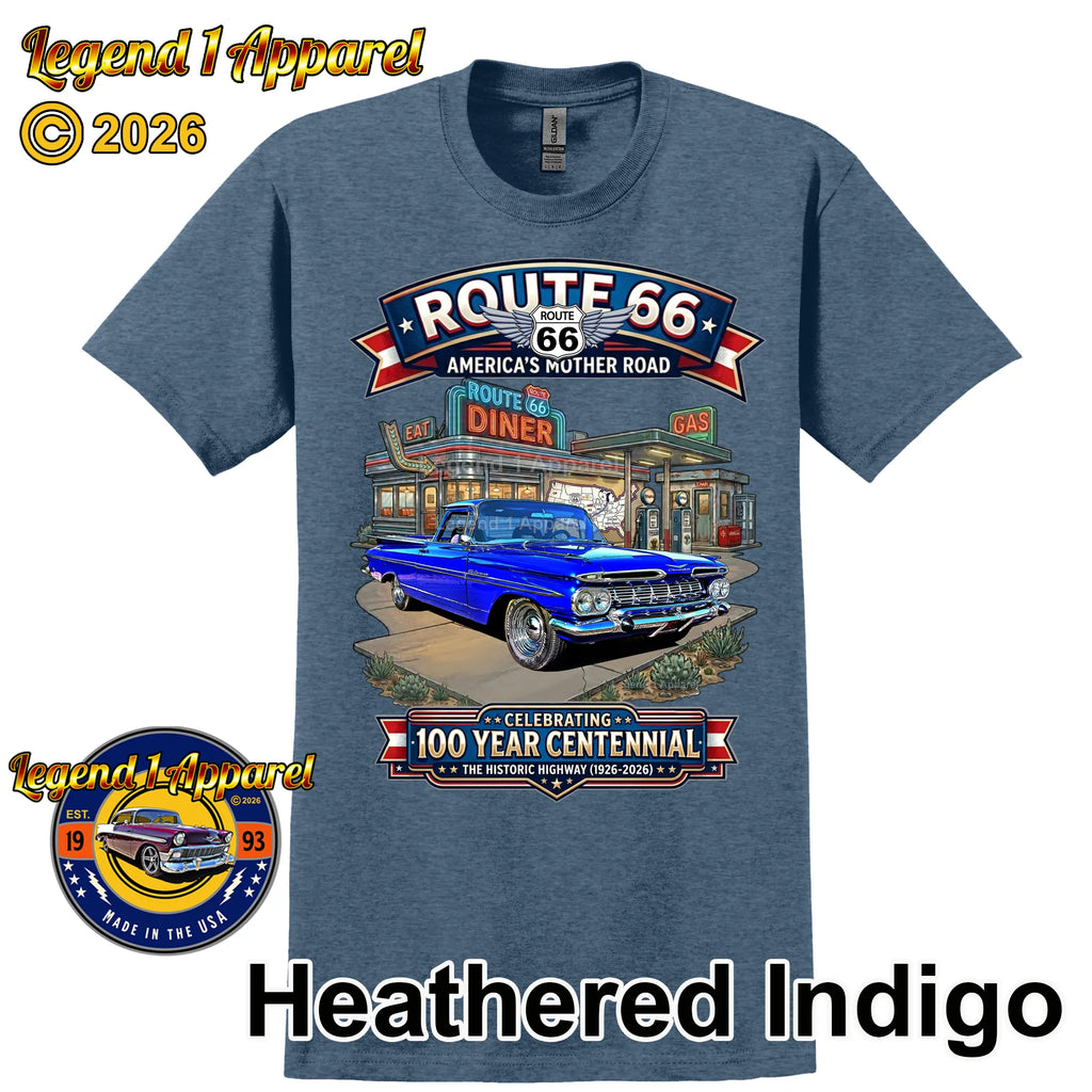 1959 Chevrolet El Camino Classic Truck Graphic Tee – Route 66 Centennial T-Shirt