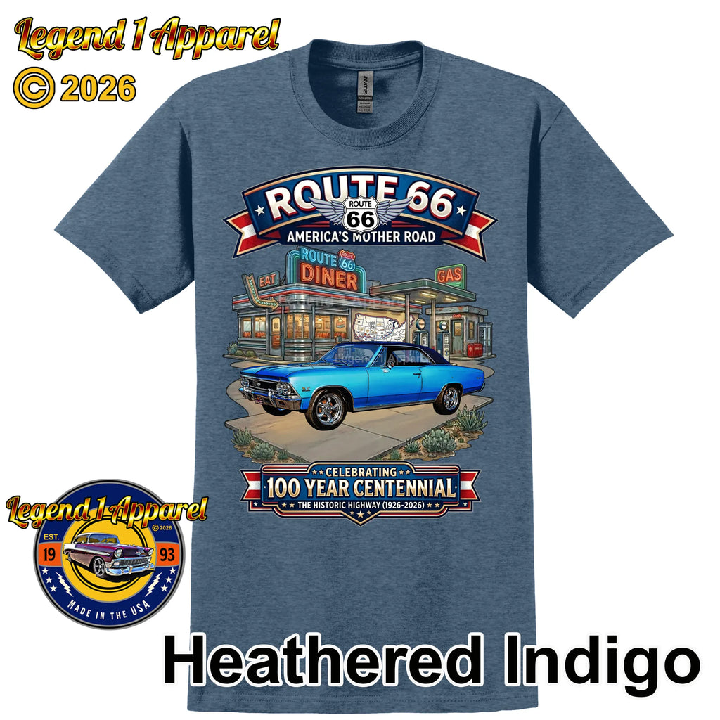 1966 Chevrolet Chevelle SS Classic Car Graphic Tee – Route 66 Centennial T-Shirt