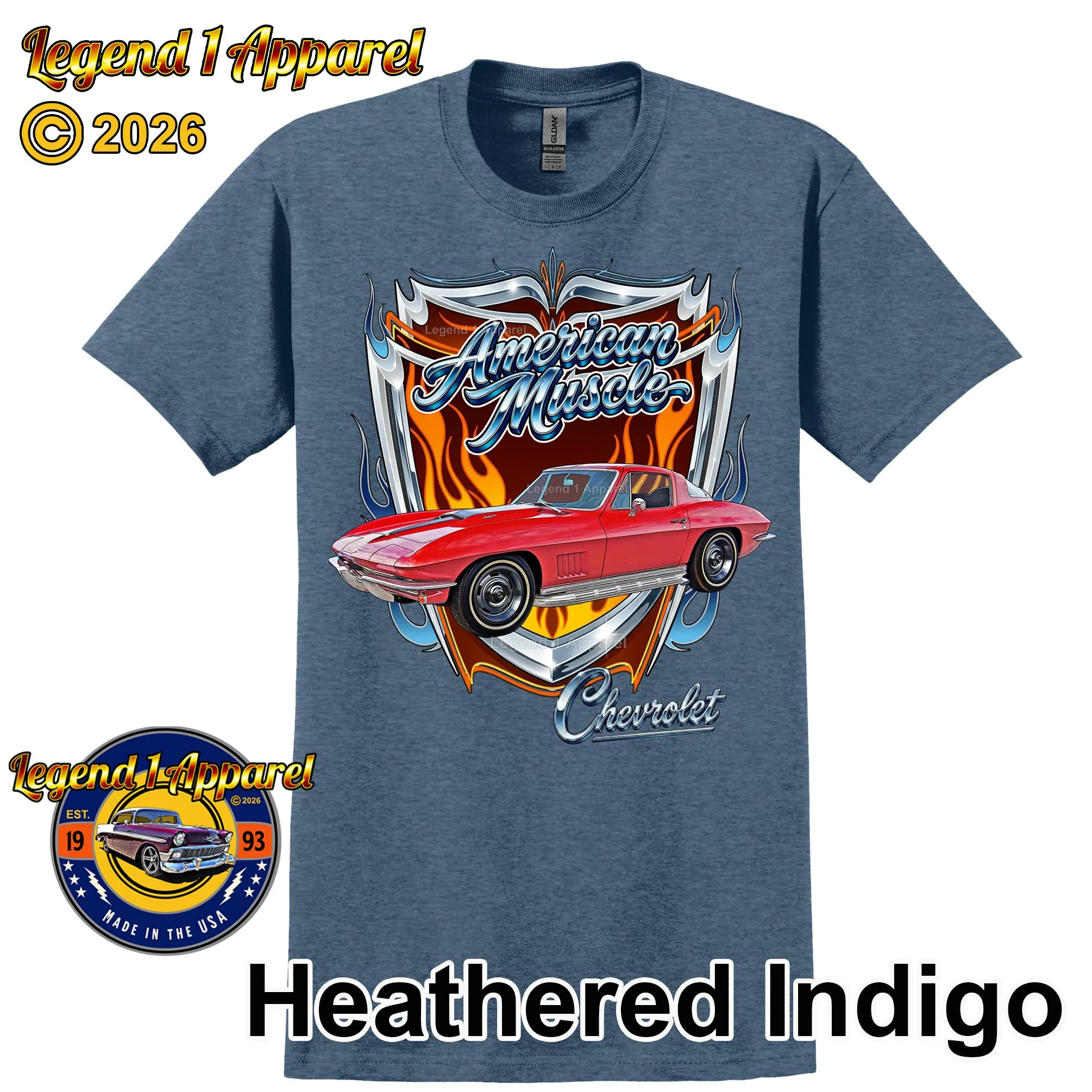 1967 Chevrolet Corvette C2 American Muscle T-Shirt – 67 Chevy Classic Car Graphic Tee