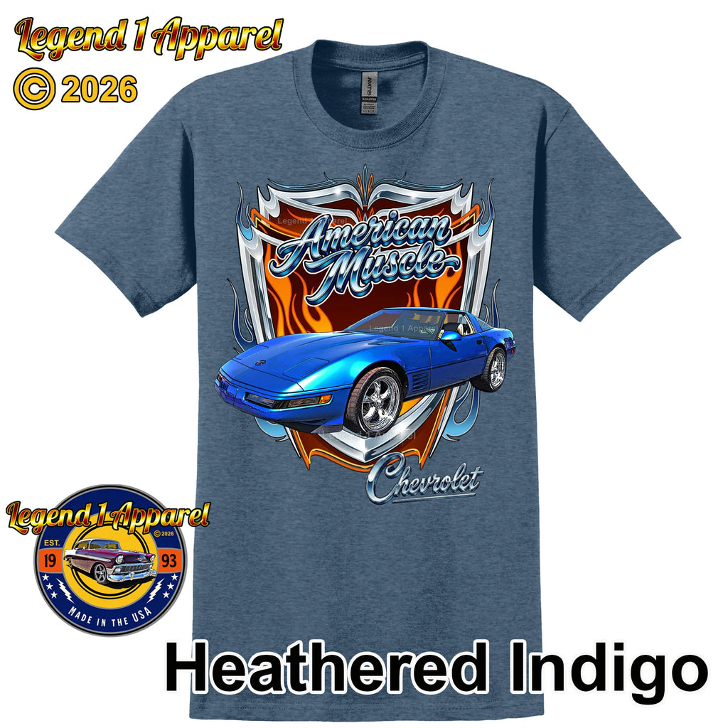 1992 Chevrolet Corvette C4 American Muscle T-Shirt – 92 Chevy Classic Car Graphic Tee