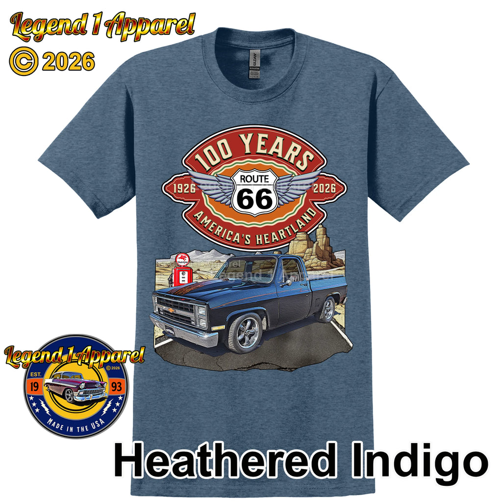 1985 Chevrolet Pick up Classic Square Body Truck Graphic Tee – Route 66 100 Years T-Shirt