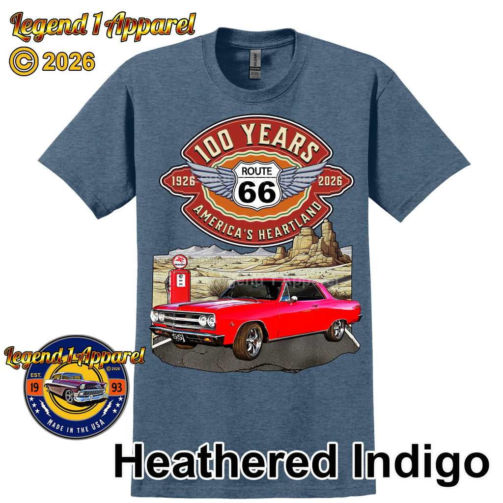 1965 Chevrolet Chevelle SS Classic Car Graphic Tee – Route 66 100 Years T-Shirt