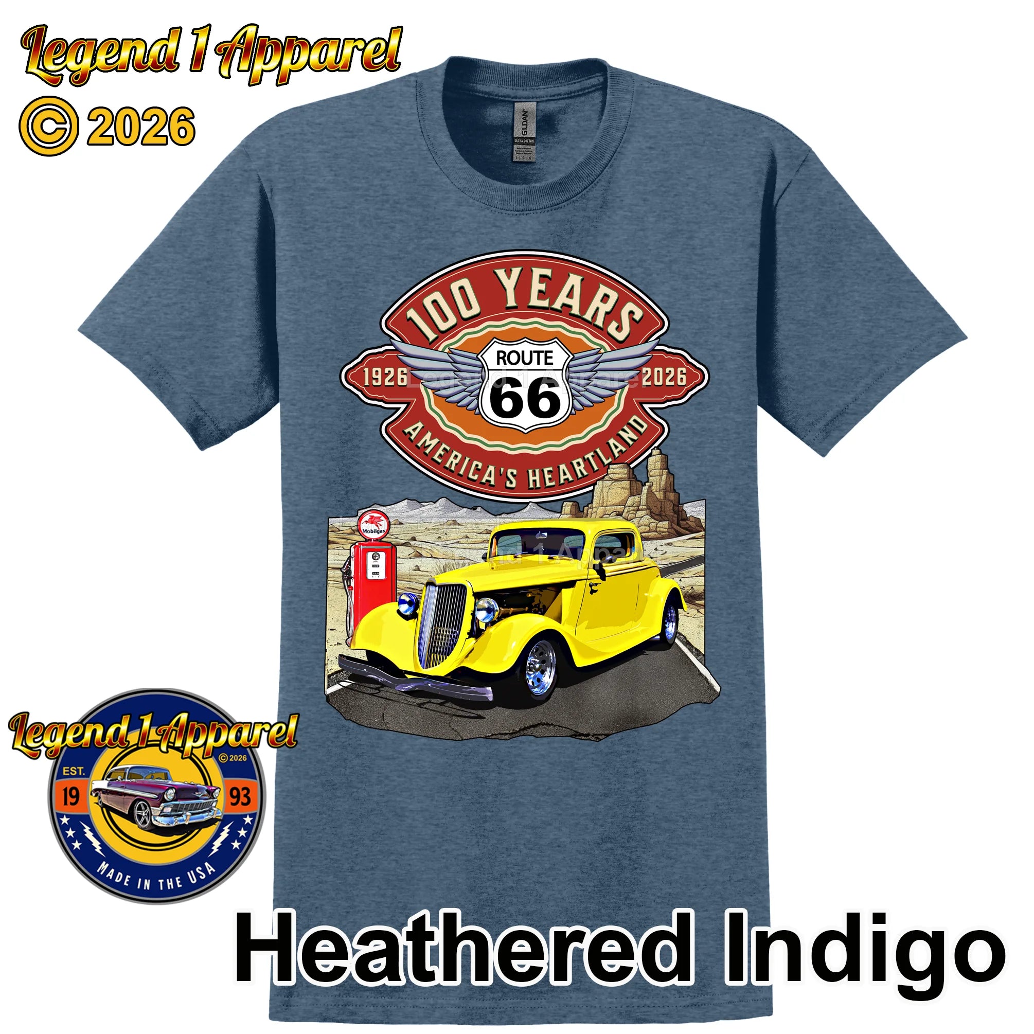 1934 Ford Coupe Classic Car Graphic Tee – Route 66 100 Years T-Shirt