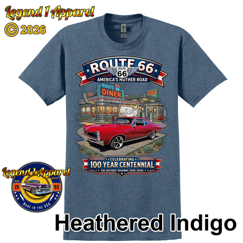1965 Pontiac Le mans Classic Car Graphic Tee – Route 66 Centennial T-Shirt