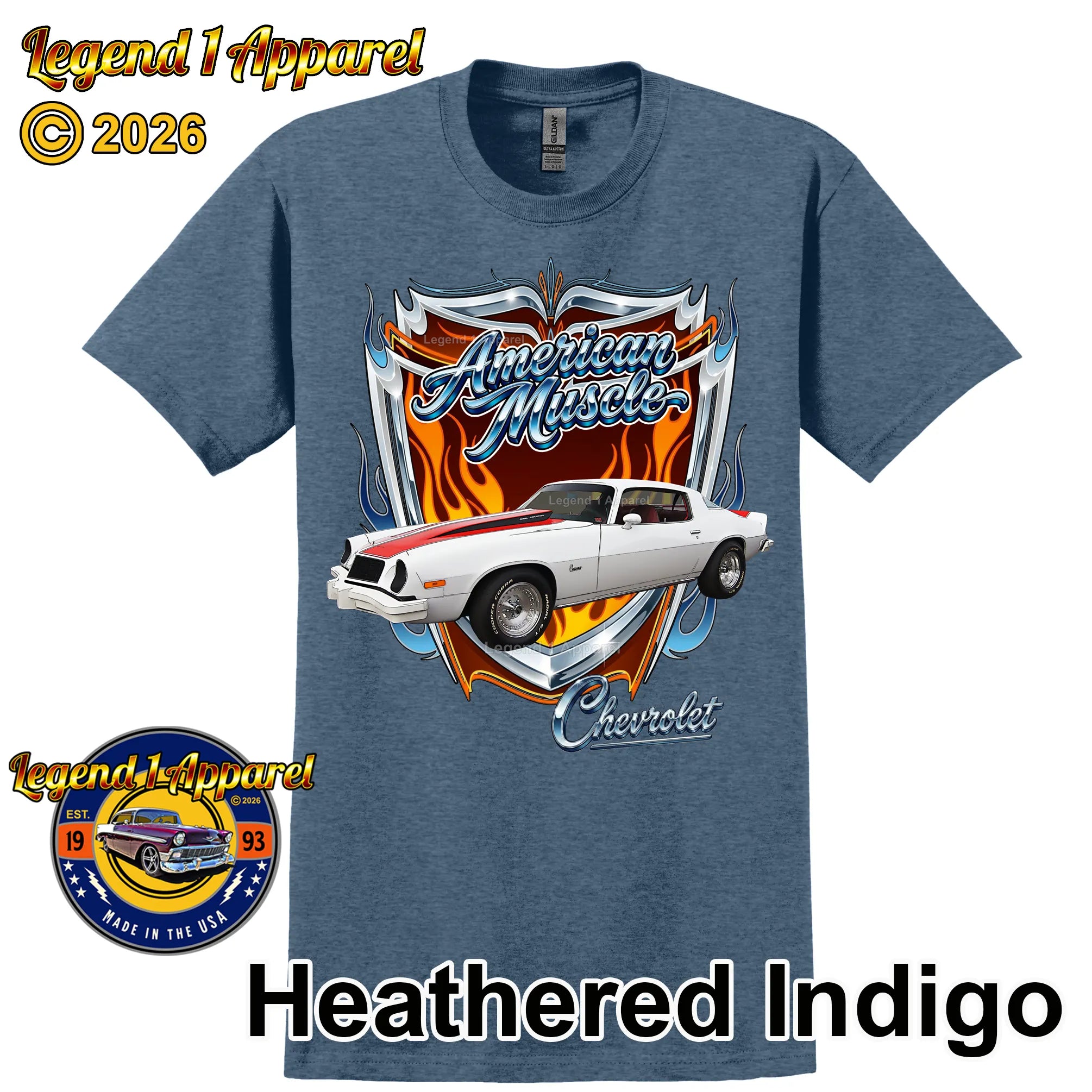 1976 Chevrolet Camaro American Muscle T-Shirt – 76 Chevy Classic Car Graphic Tee
