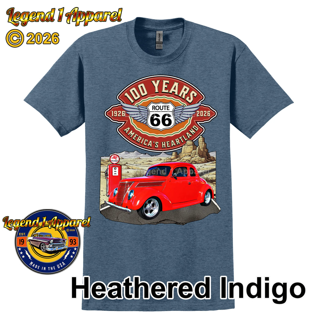 1937 Ford Coupe Classic Car Graphic Tee – Route 66 100 Years T-Shirt