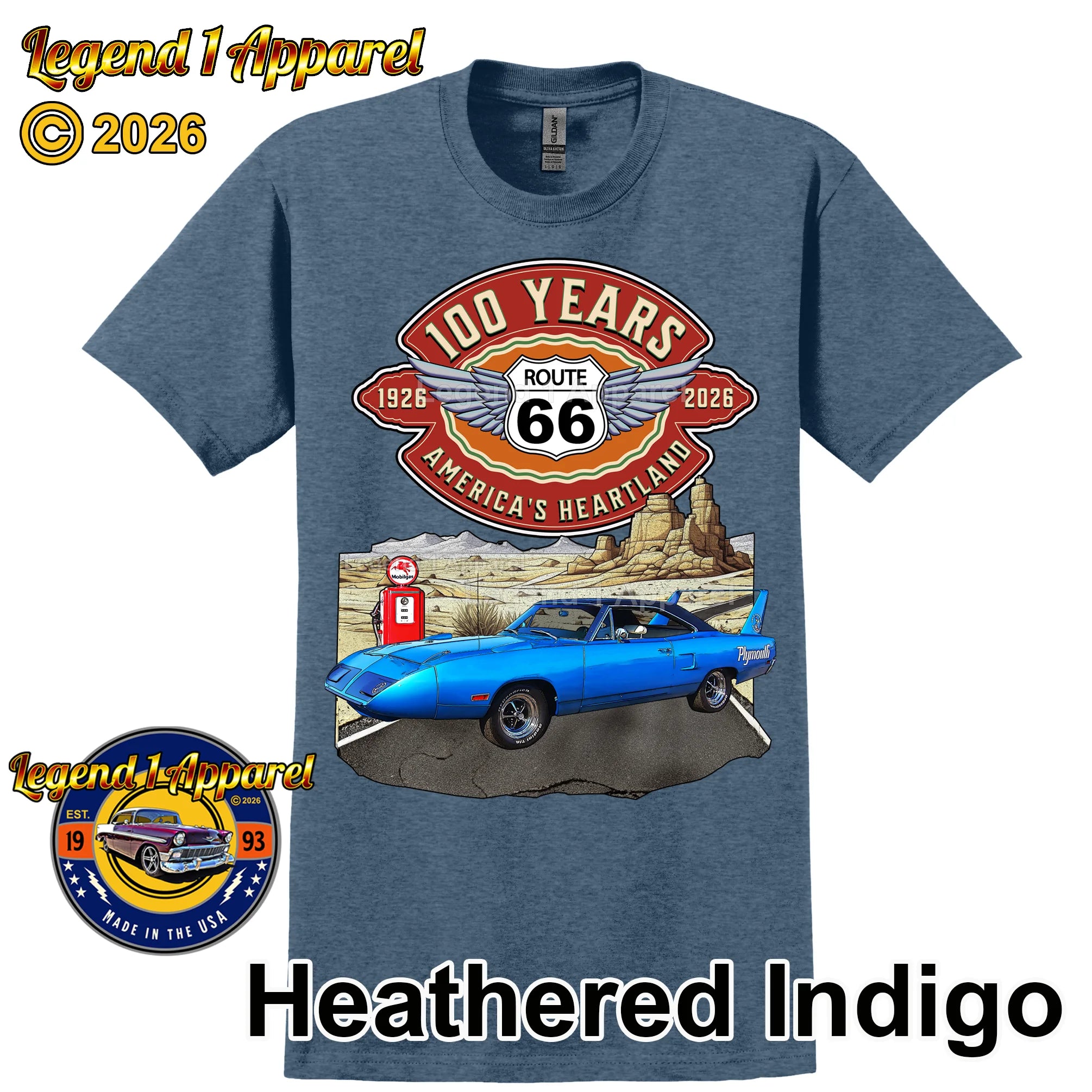 1970 Plymouth RoadRunner Superbird Classic Car Graphic Tee – Route 66 100 Years T-Shirt (Copy)