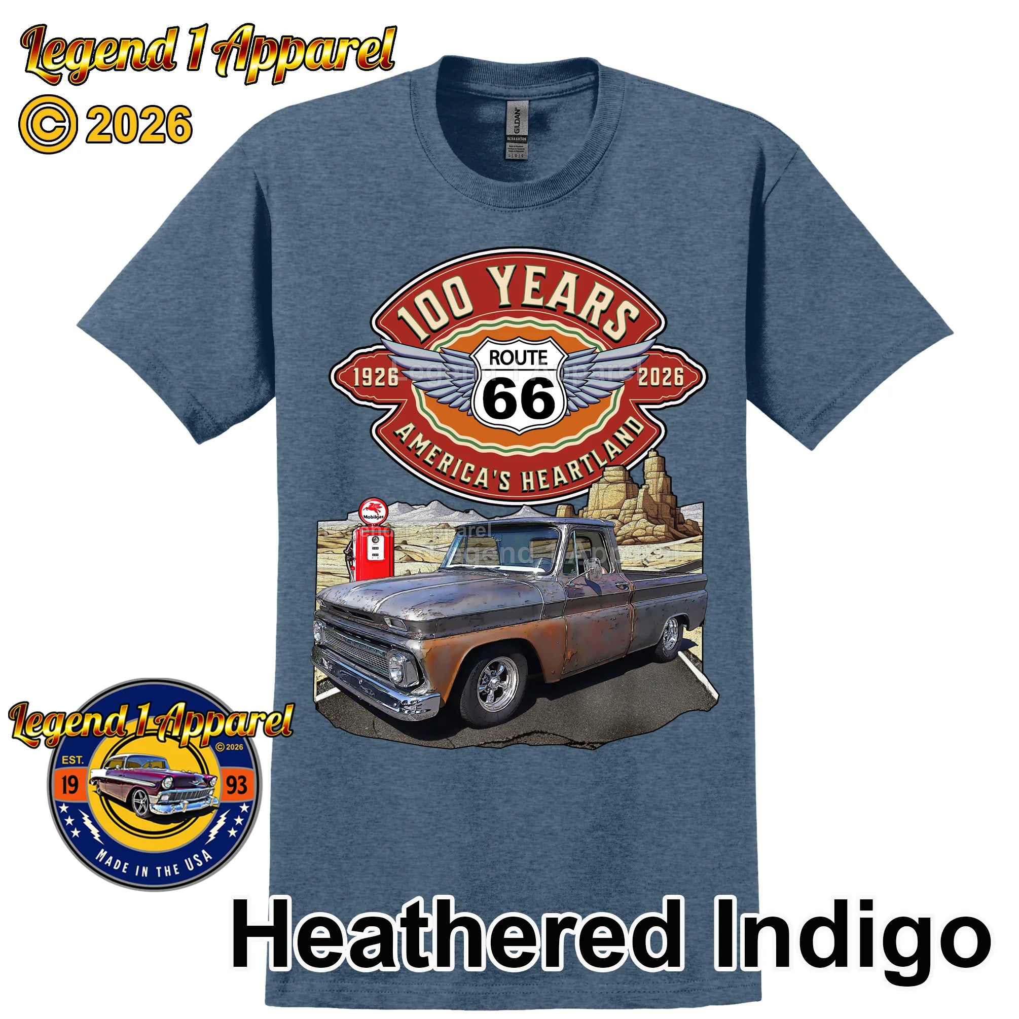 1965 Chevrolet Pick up Classic Truck Graphic Tee – Route 66 100 Years T-Shirt