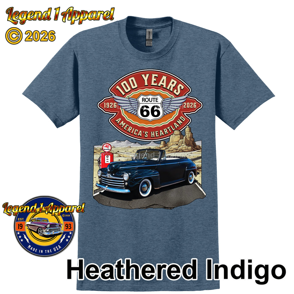 1947 Ford Coupe Classic Car Graphic Tee – Route 66 100 Years T-Shirt