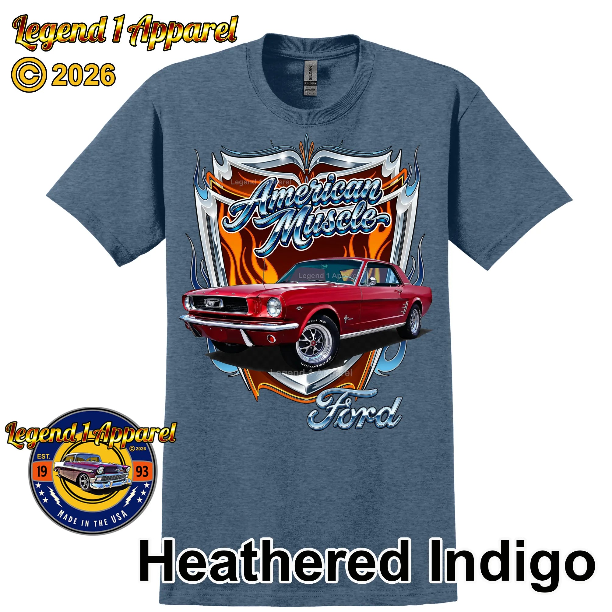 1966 Ford Mustang Hardtop Car Graphic Tee – American Muscle T-Shirt