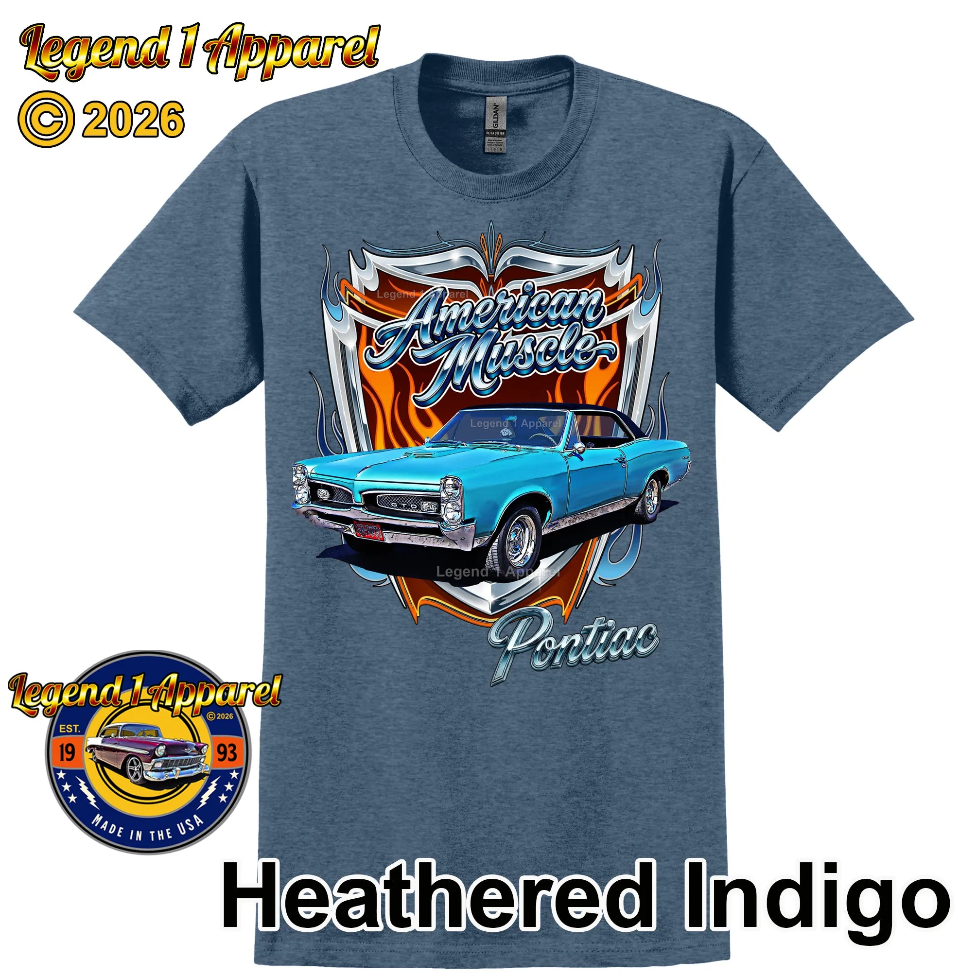 1967 Pontiac GTO American Muscle T-Shirt – 67 GTO Classic Car Graphic Tee