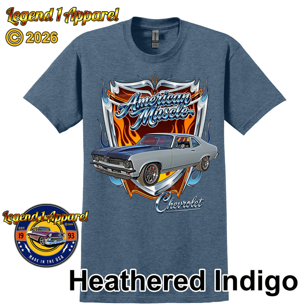 1972 Chevrolet Nova SS American Muscle T-Shirt – 72 Chevy Classic Car Graphic Tee