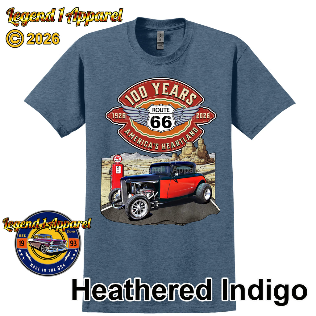 1932 Ford Coupe Classic Car Graphic Tee – Route 66 100 Years T-Shirt