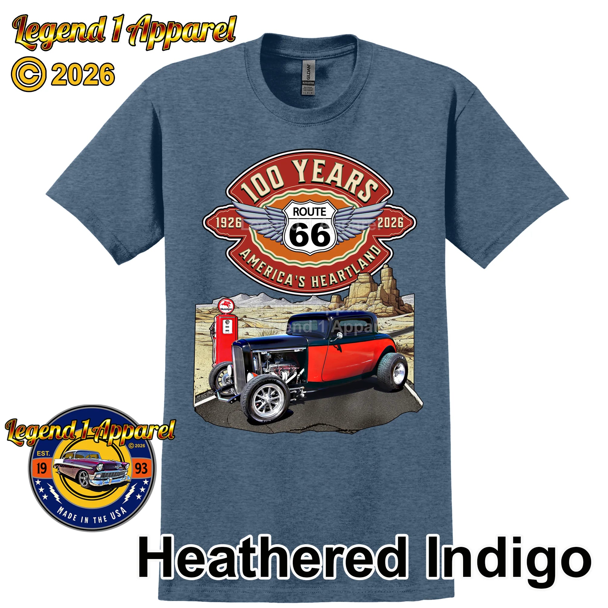 1932 Ford Coupe Classic Car Graphic Tee – Route 66 100 Years T-Shirt