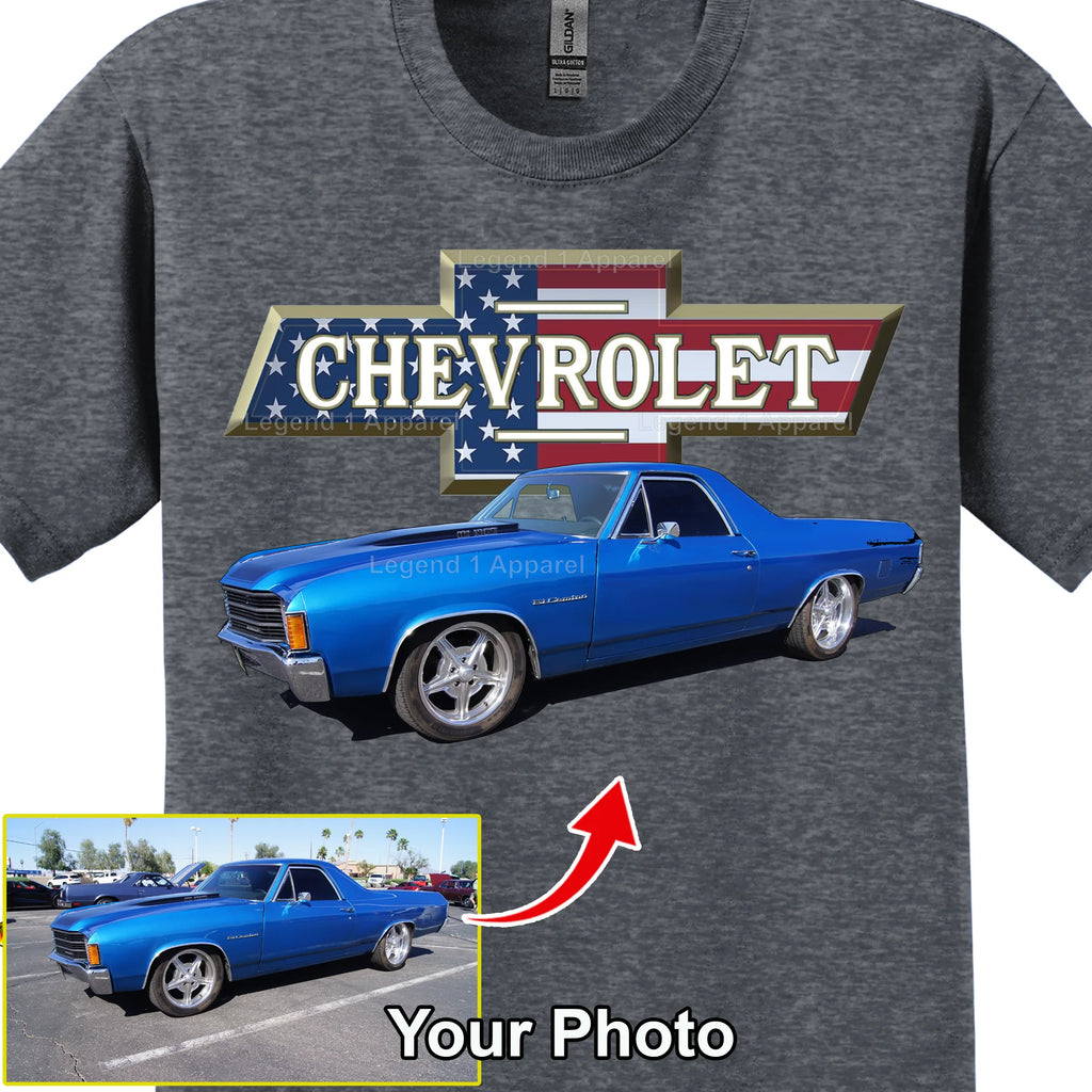 Your Classic Car or Hot Rod custom made T-shirt. Send us a picture of your car. Chevy Patriotic Bowtie