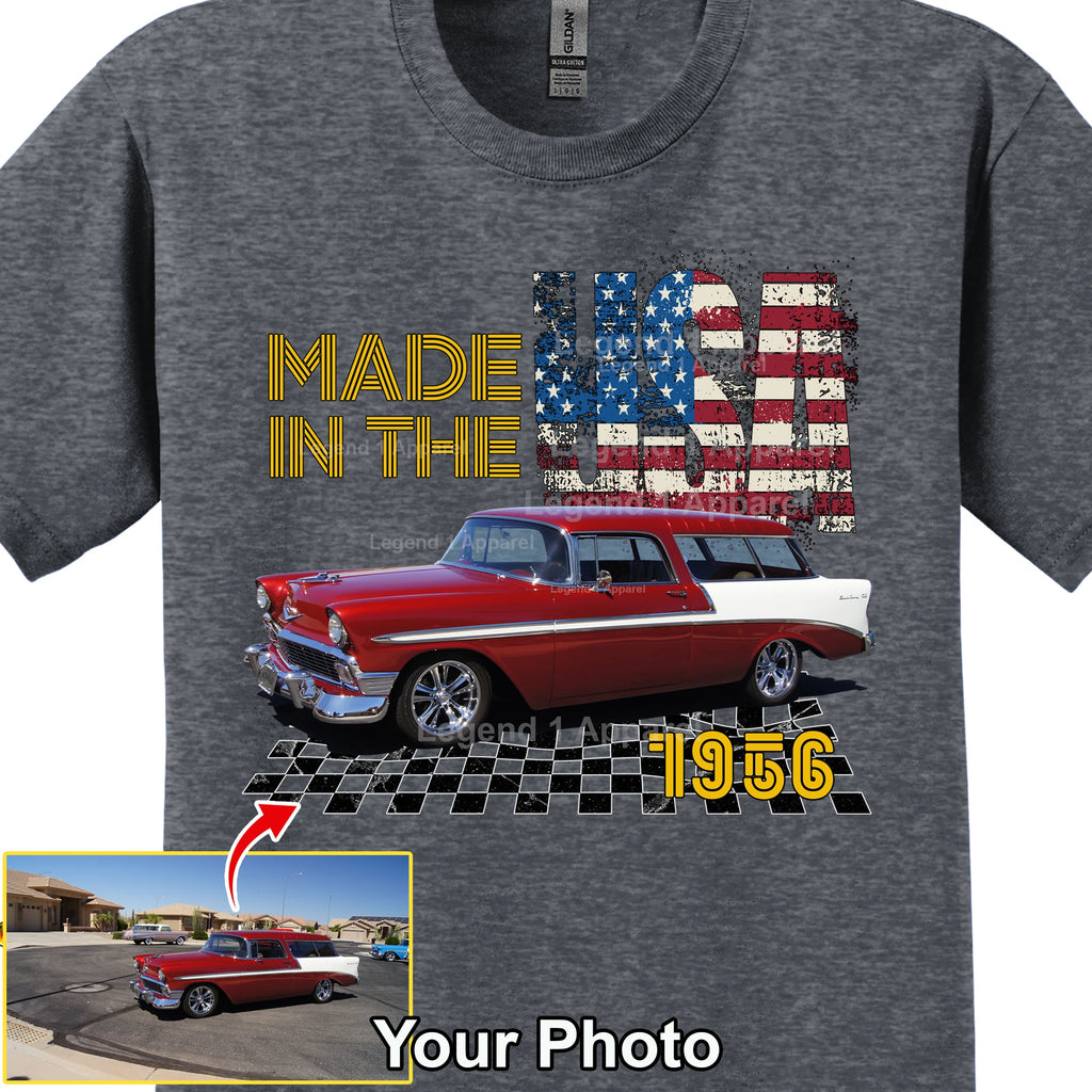 Your Classic Car or Hot Rod custom made T-shirt. Send us a picture of your car, Made In The USA
