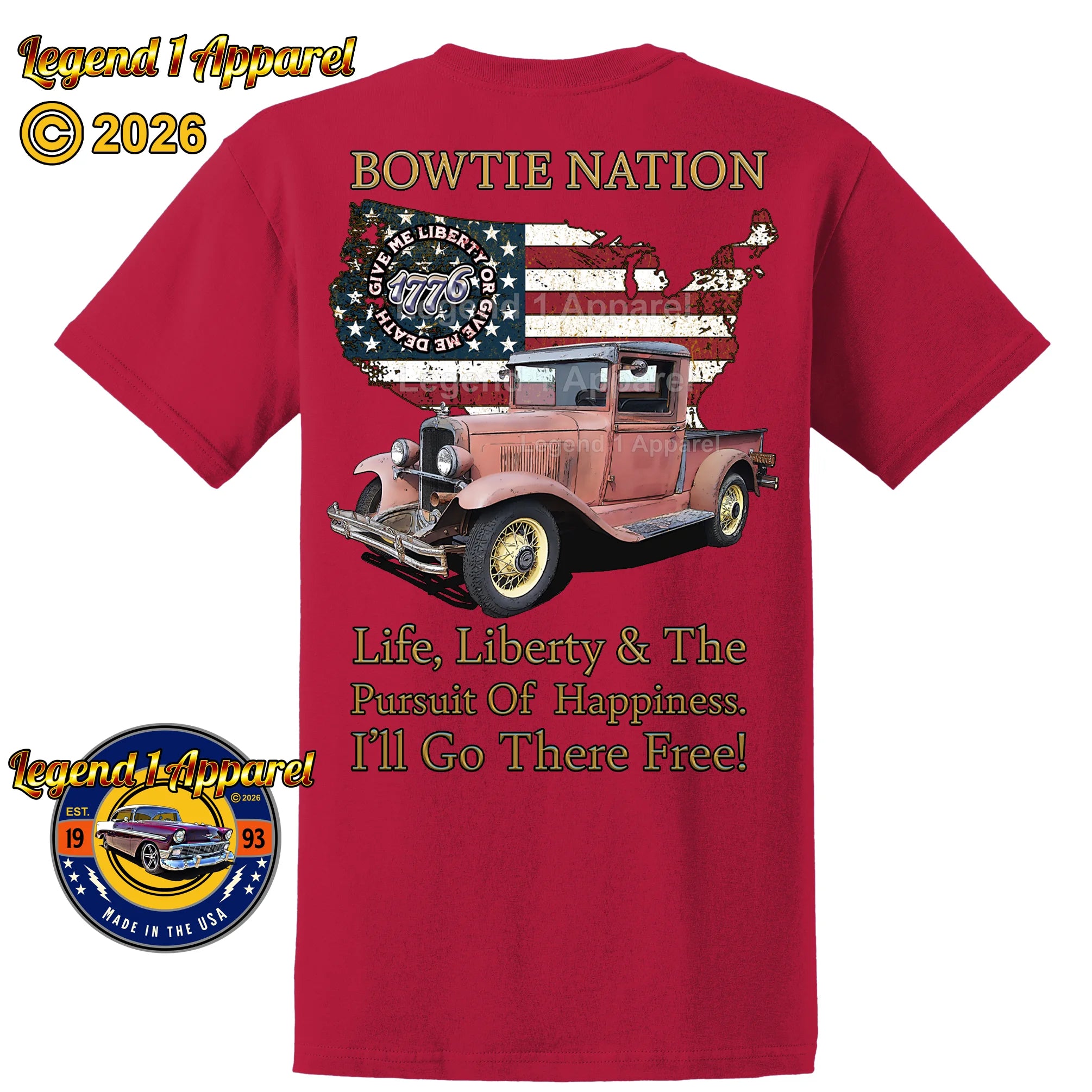 1932 Chevrolet Pick Up Truck Bowtie Nation T-Shirt – 32 Chevy Classic Truck Graphic Tee