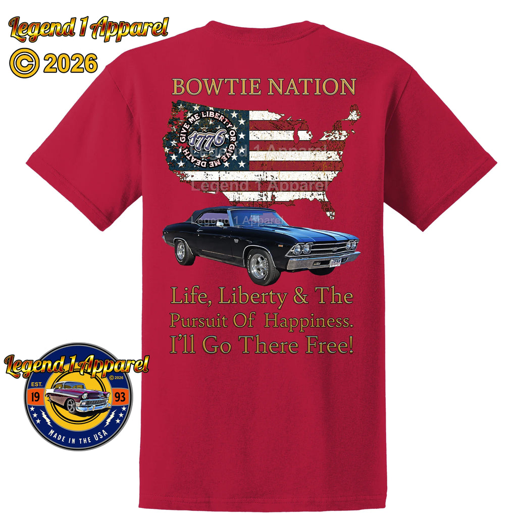 1969 Chevrolet Chevelle Convertible SS Bowtie Nation T-Shirt – 69 Chevy Classic Car Graphic Tee