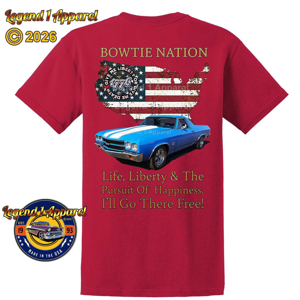 1970 Chevrolet El Camino SS Bowtie Nation T-Shirt – 70 Chevy Classic Truck Graphic Tee