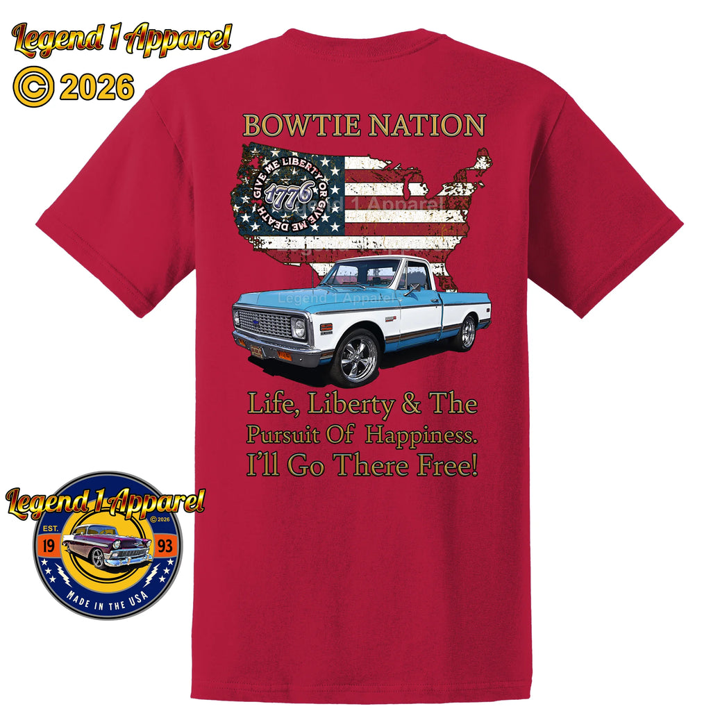 1972 Chevrolet Pick Up Truck Bowtie Nation T-Shirt – 72 Chevy Classic Truck Graphic Tee