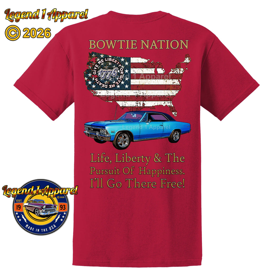 1966 Chevrolet Chevelle SS Bowtie Nation T-Shirt – 66 Chevy Classic Car Graphic Tee