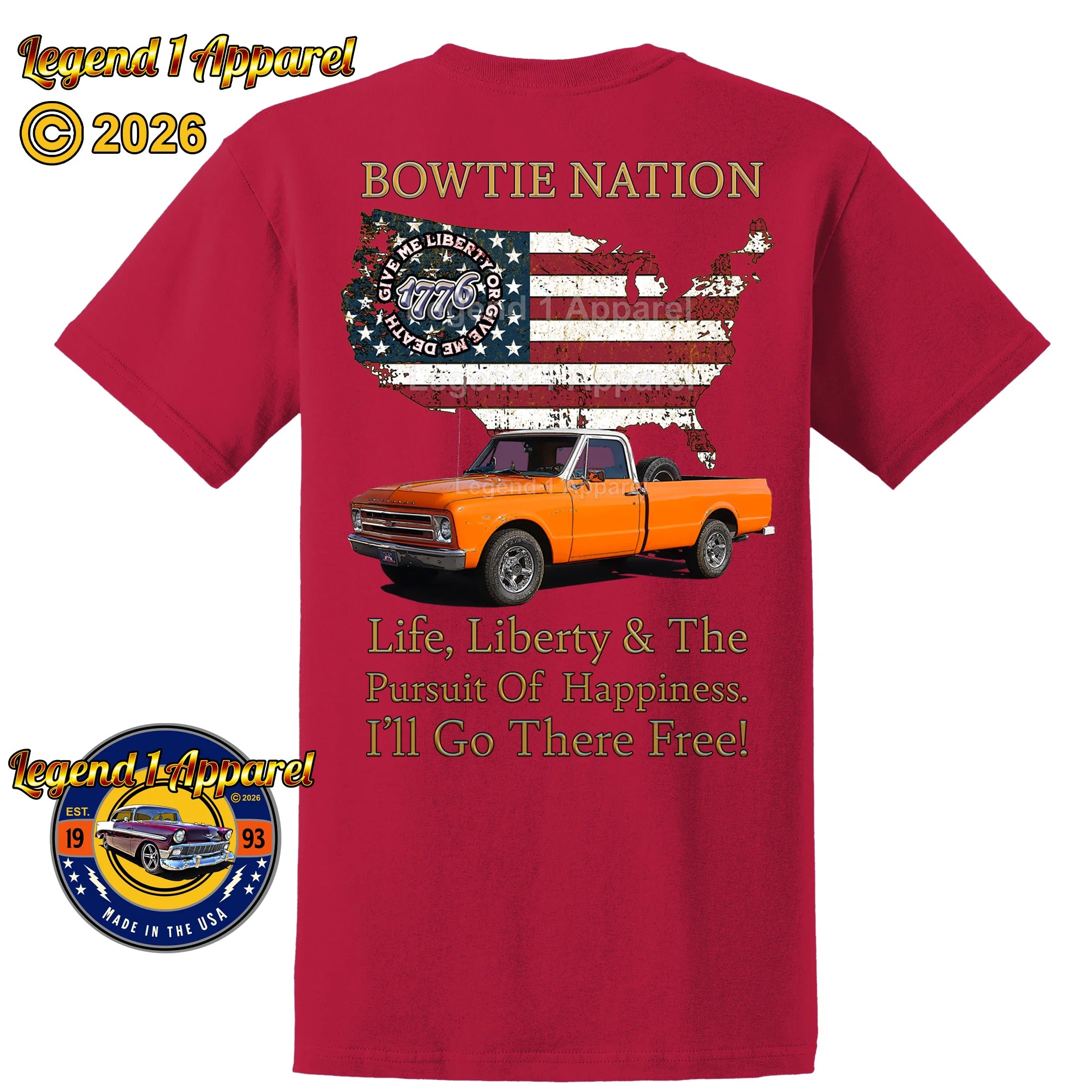 1967 Chevrolet Pick Up Truck Bowtie Nation T-Shirt – 67 Chevy Classic Truck Graphic Tee (Copy)