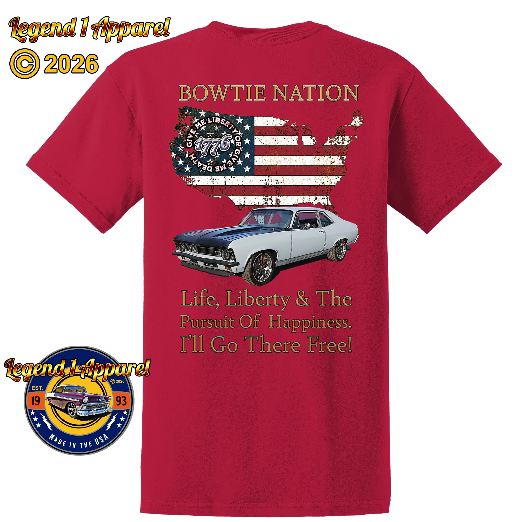 1972 Chevrolet Nova SS Bowtie Nation T-Shirt – 72 Chevy Classic Car Graphic Tee