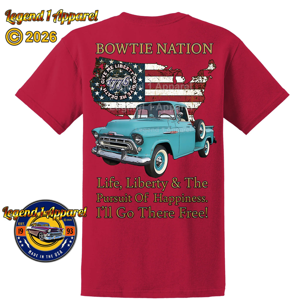 1957 Chevrolet Pick Up Truck Bowtie Nation T-Shirt – 57 Chevy Classic Truck Graphic Tee