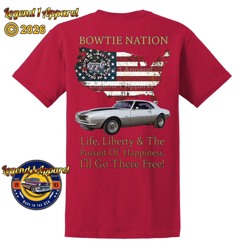 1968 Chevrolet Camaro Bowtie Nation T-Shirt – 68 Chevy Classic Car Graphic Tee