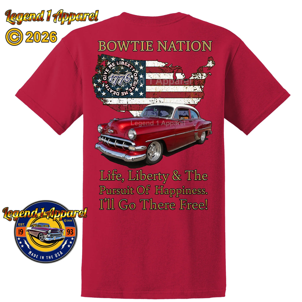 1954 Chevrolet Bel Air Bowtie Nation T-Shirt – 54 Chevy Classic Car Graphic Tee