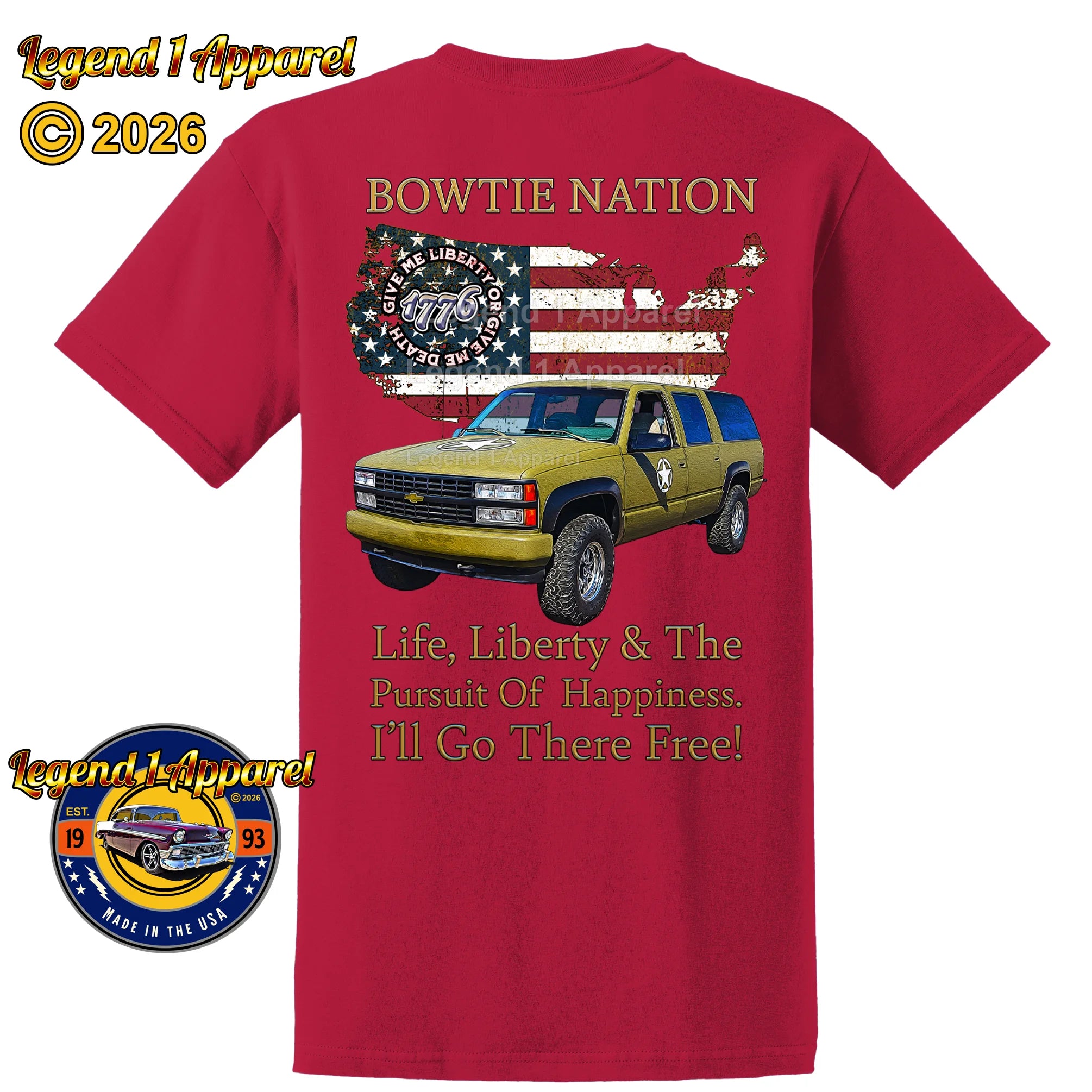 1993 Chevrolet Suburban K1500 Bowtie Nation T-Shirt – 93 Chevy Classic Truck Graphic Tee