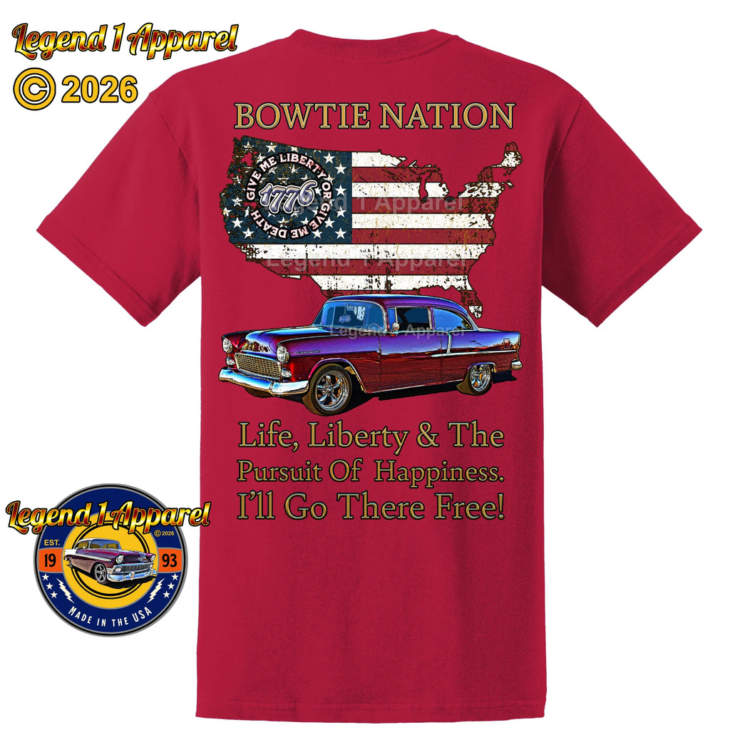 1955 Chevrolet DelRay Bowtie Nation T-Shirt – 55 Chevy Classic Car Graphic Tee